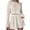 Beige, variant on Womens One Shoulder Lounge Set Pointelle Heart Knit Long Sleeve Top and Shorts Sleepwear
