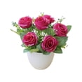 thumbnail image 2 of Rosa Artificial En Maceta: Arreglo Floral Artificial Realista En Maceta Blanca para Centro de Mesa En El Hogar, Oficina, Sala de Estar y Decoración de Bodas., 2 of 6