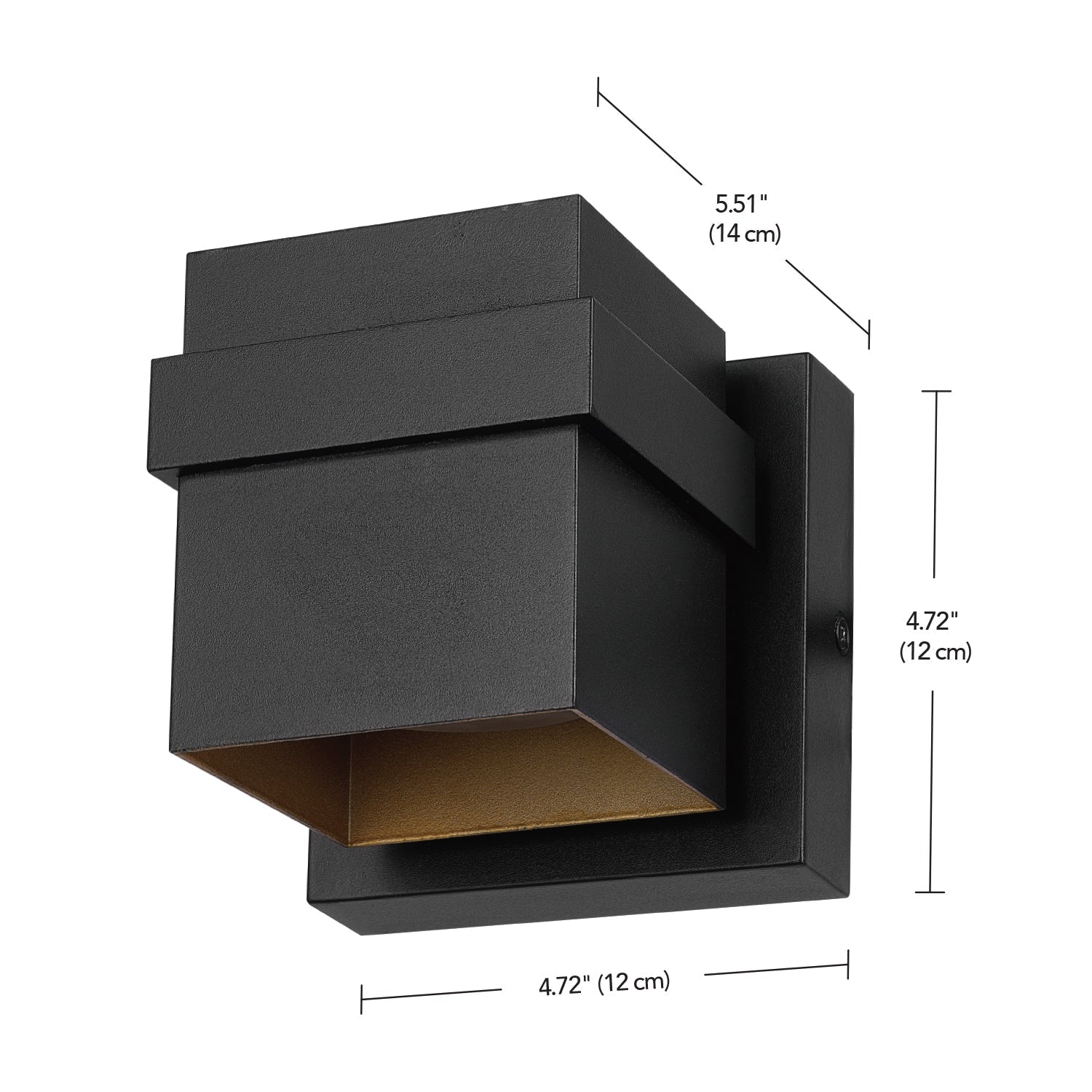 Globe Electric Yvie 11.5W LED Matte Black Outdoor Wall Sconce with Gold Interior Accent