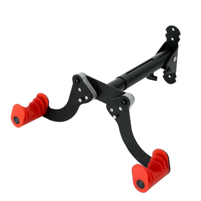 Support Mural Réglable pour Vélo, Rangement Suspendu pour Vélo d'Enfant, Crochet Pliable pour Trottinette, Support Mural Télescopique pour Vélo, Noir&Rouge