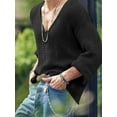 thumbnail image 3 of INCERUN Men's Fashion Simple V-Neck Long Sleeve Thin Knitted Sweater Top, 3 of 5