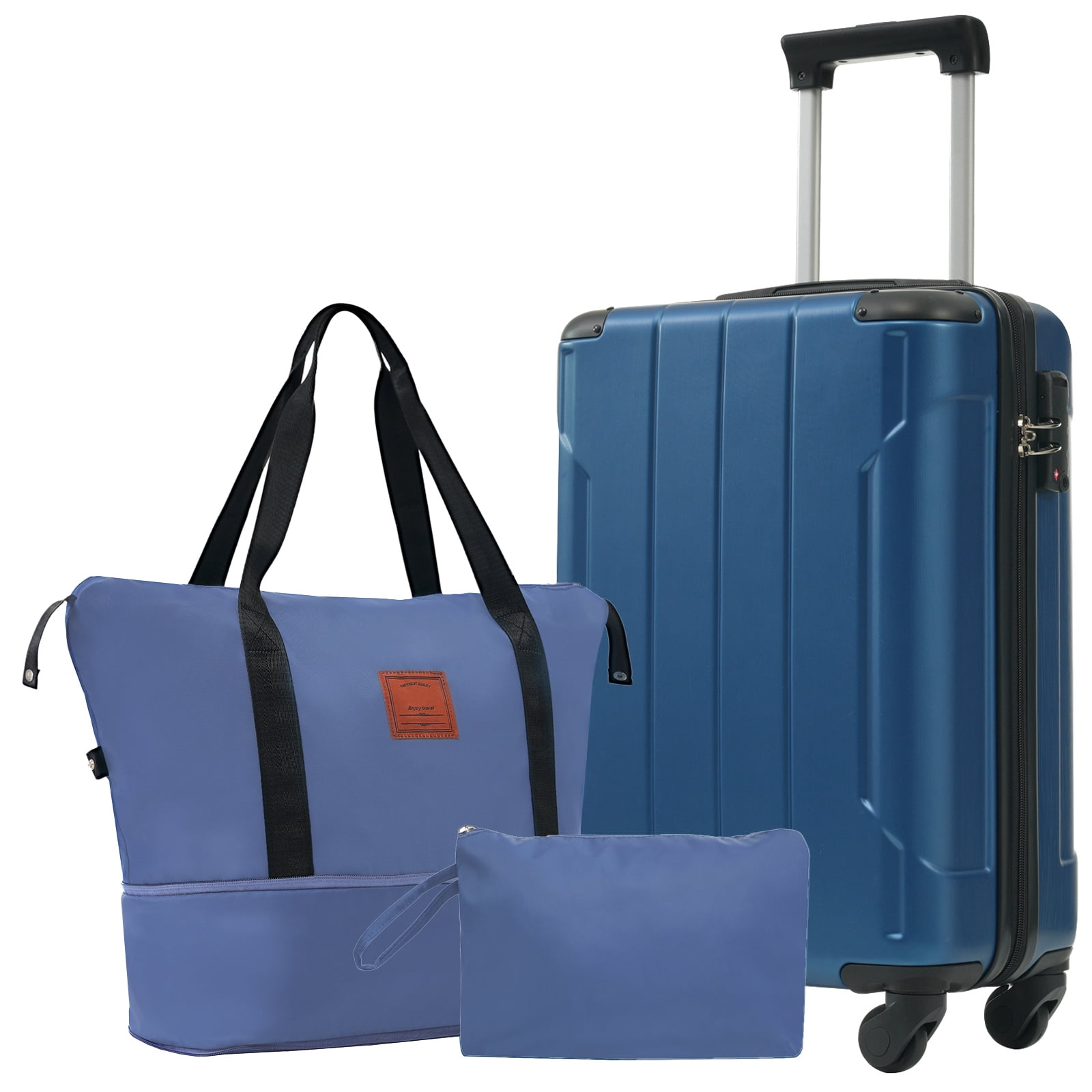 imerelez 20 Inch Carry On Luggage Set 3 Piece with Spinner Wheels, Lightweight Hardshell ABS Suitcase for Weedend Getaways, Business Travel, Blue