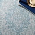 thumbnail image 4 of SAFAVIEH Courtyard Desi Medallion Indoor/Outdoor Area Rug, Light Grey/Aqua, 5'3" x 7'7", 4 of 9