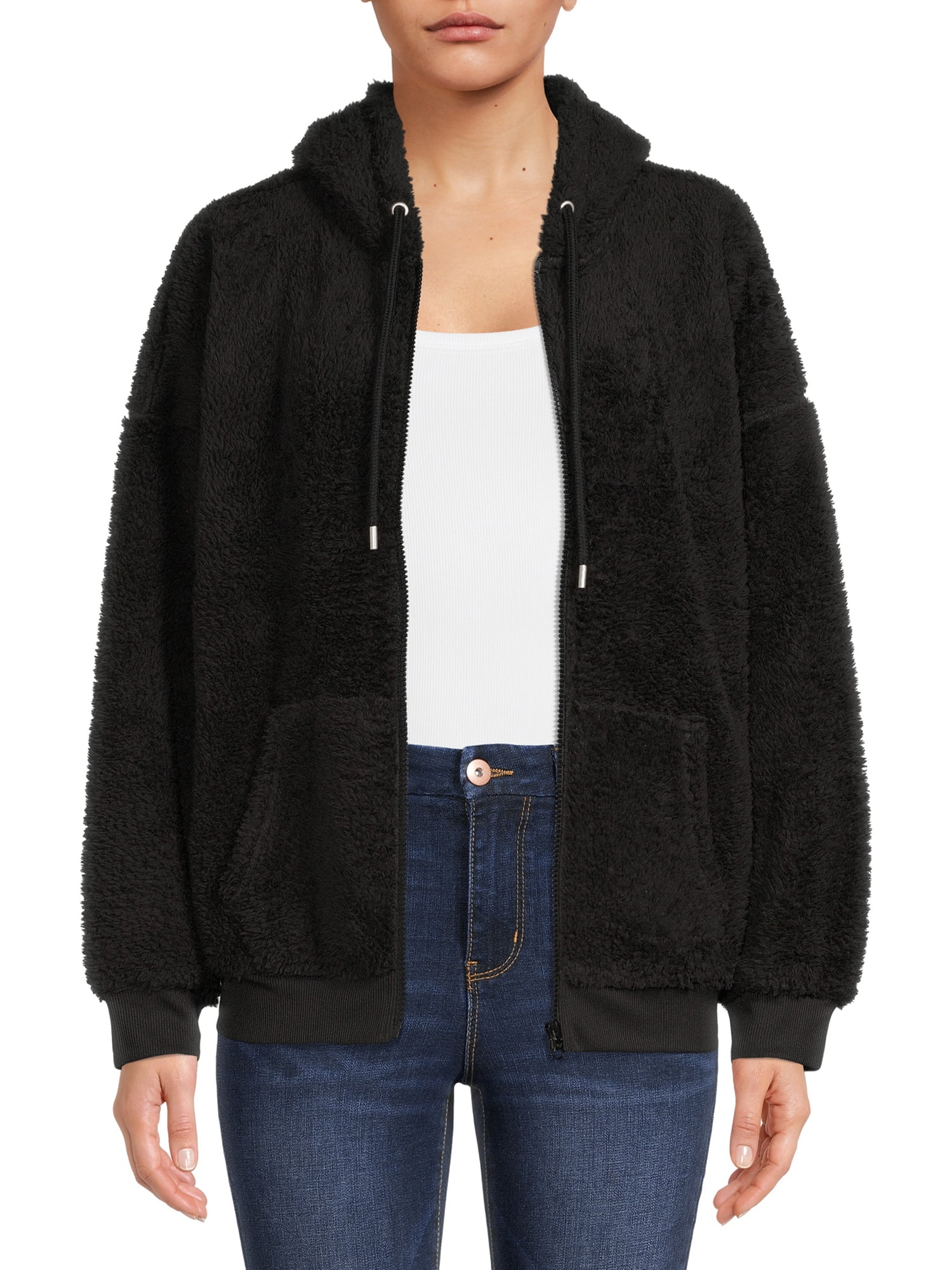 No Boundaries Junior's Faux Sherpa Hoodie