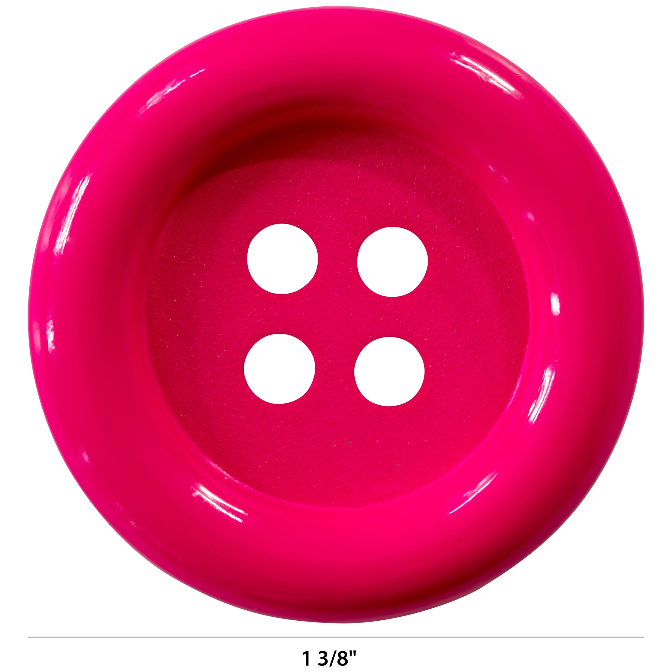30PC Hot Pink Flat Round 4 Holes Resin Buttons, 30x3mm( 1-3/16x1/8 Inch)