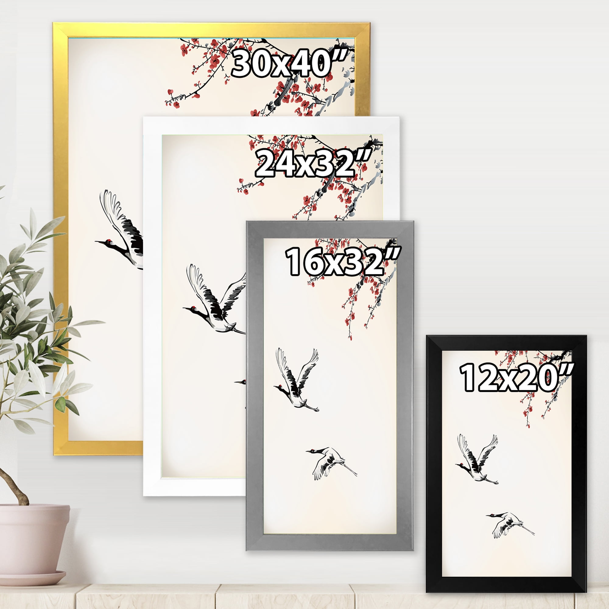Designart 'Flying Two Sweet Winter Birds' Traditional Framed Art Print