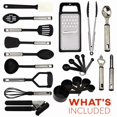 thumbnail image 2 of Kitchen Utensil set - 24 Nylon Stainless Steel Cooking Supplies - Non-Stick and Heat Resistant Cookware set - New Chef's Kitchen Gadget Tools Collection - Best for Pots and Pans - Great Holiday Gift, 2 of 7