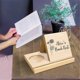 thumbnail image 4 of Personalized Wooden Triangle Book Stand with Coffee Cup Mug Holder,Custom Birth Flower Book Page Ho, 4 of 5