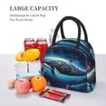 thumbnail image 5 of Honeii Vintage Colorful Patterned Dolphin Print Insulated Lunch Bag Women Reusable Lunch Box with Pocket for Work Picnic Travel -One Size, 5 of 6