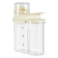 thumbnail image 1 of Kitchen Cereal Storage Container, Rice Storage Container,Airtight Plastic Kitchen Organizer Bin With Pouring Spout Measuring Cup, Cereal Dispenser,Food Storage Box For Grain, Flour Snacks,Beige, 1 of 9