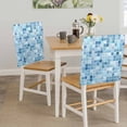 thumbnail image 5 of Blue White Color Block Chair Covers Set of 1 Summer Watercolor Square Ocean Chair Back Covers Stretch Removable Washable Slipcovers Protector for Dining Room Kitchen Party Decor, 5 of 9