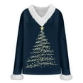 thumbnail image 4 of Craaazy Women's Casual Christmas Shirts Solid Color V-neck Pullover Top Gifts, 4 of 7