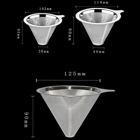 Stainless-Steel Mesh Pour Cones Coffee Dripper Filters Tea ...