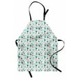 thumbnail image 1 of Garden Art Apron Foliage with Blooms and Fruits Abstract Yard Swirling Leafy Stems, Unisex Kitchen Bib Apron with Adjustable Neck for Cooking Baking Gardening, Teal Vermilion Dark Brown, by Ambesonne, 1 of 3