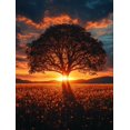 thumbnail image 1 of Qisvanset Framed Canvas Wall Art, 12x16 Inch Sunset Old Tree Panoramic Nature Home Decor, 1 of 5