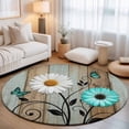 thumbnail image 2 of Round Rugs 6Ft, Brown Grey Daisy Farmhouse Round Area Rug Washable Indoor Throw Carpet, Country Vintage Floral Soft Non Slip Circle Rug for Office Cabinet Home Decor Aesthetic, 2 of 8