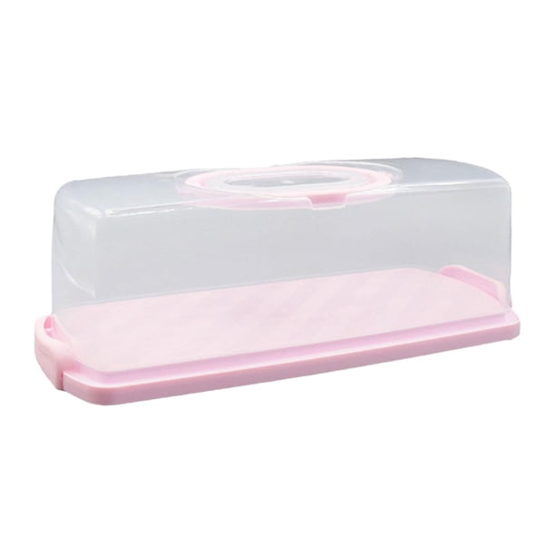 Caja portátil para guardar pasteles, bandeja para servir huevos, soporte para pasteles con tapa, recipiente para pasteles para Picnic, frutas, cocina , rectángulo rosa Macarena portador de pastel