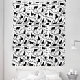 thumbnail image 1 of Cat Tapestry, Cat Silhouette and Animal Tracks Pattern Paws Footprints Kitties Different Poses, Fabric Wall Hanging Decor for Bedroom Living Room Dorm, 5 Sizes, Black and White, by Ambesonne, 1 of 1