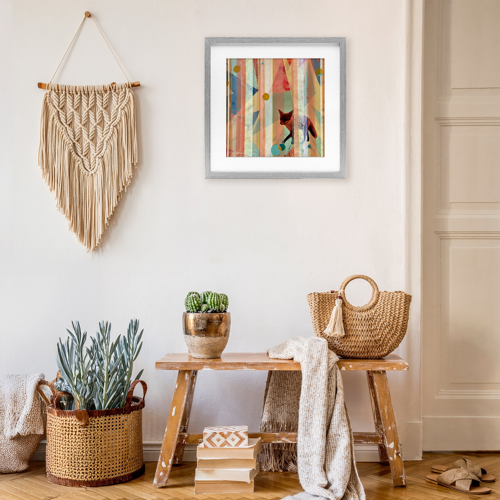 Stupell Industries Making My Move Fox Gray Framed Print Under Glass, design by Dianna Fritzler