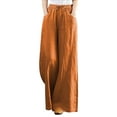 thumbnail image 1 of Ladies Casual Pants Ladies Solid Pants High Waisted Wide Leg Pants Fashion Drawstring Elastic Pants For Women Orange M, 1 of 4