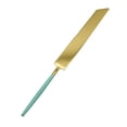 thumbnail image 3 of Koyal Wholesale Modern Wedding Cake Knife And Server Set - 2-Piece Gold Cake Cutter & Server With Mint Handle, 3 of 5