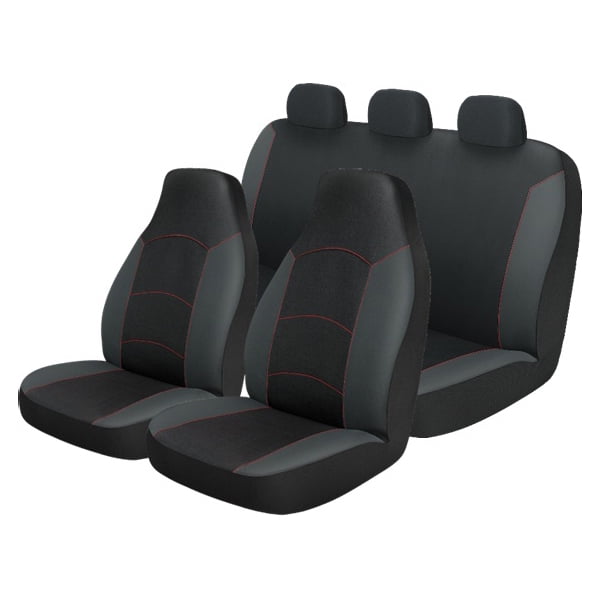 Auto Drive 3 Piece Monaco Front and Rear Car Seat Covers Black, 101817ADLD