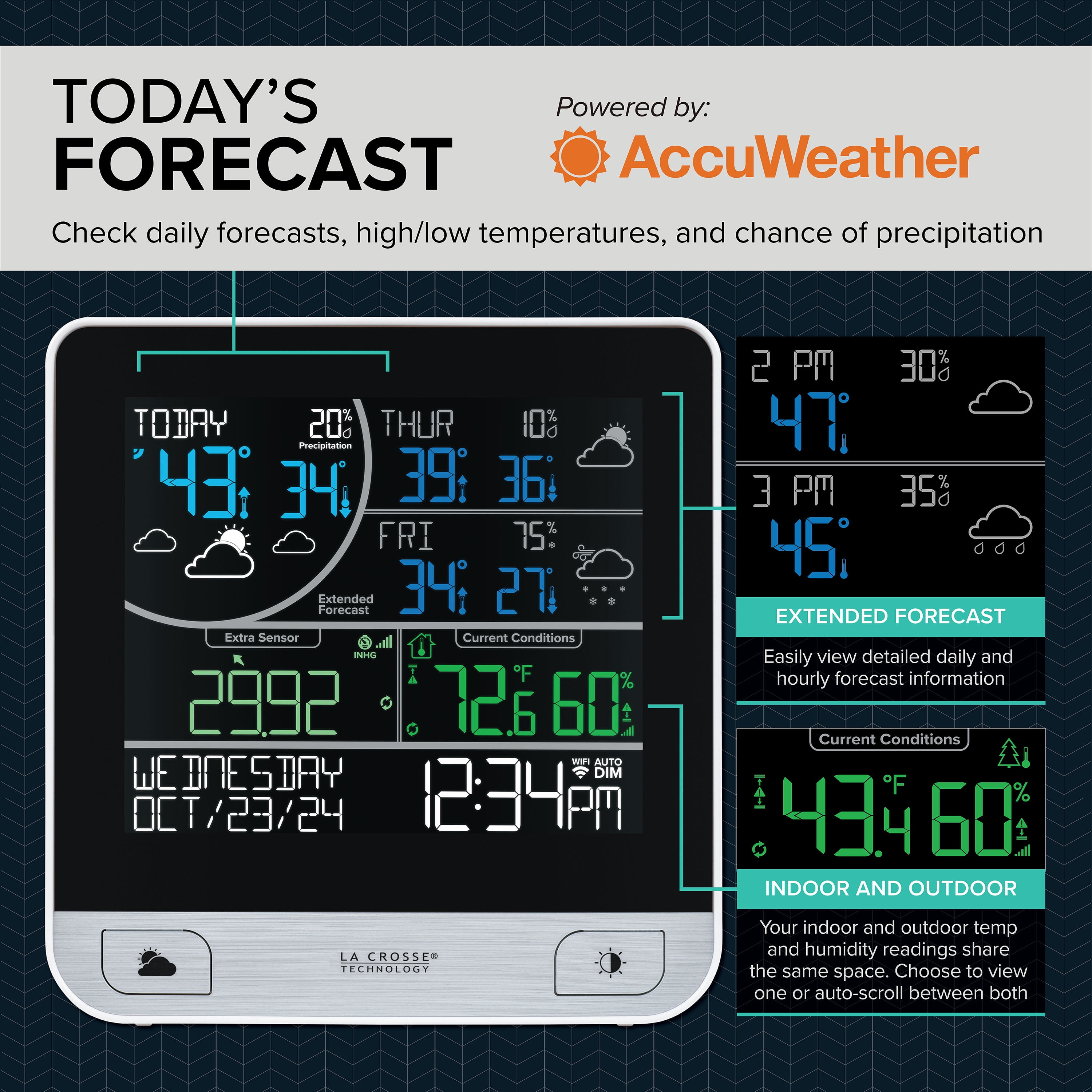 La Crosse Technology Wi-Fi Multi-Day Forecast Digital Weather Station,V15-TH