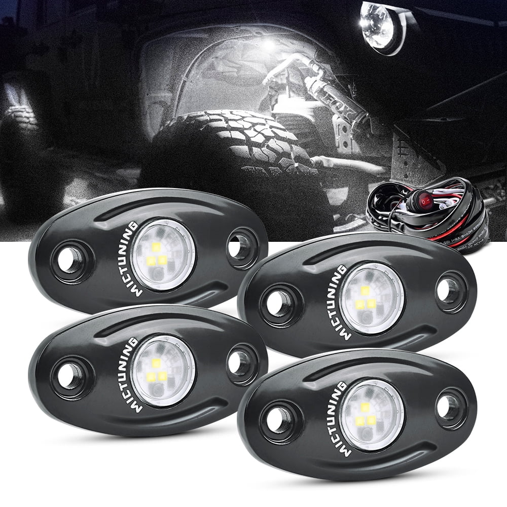 Rock Light Kits Teochew-LED 6 Pods Underglow Lights Cree Rock Lights Wheel Well Lights with Wiring Harness for Truck Jeep SUV ATV UTV 4X4 Boat 