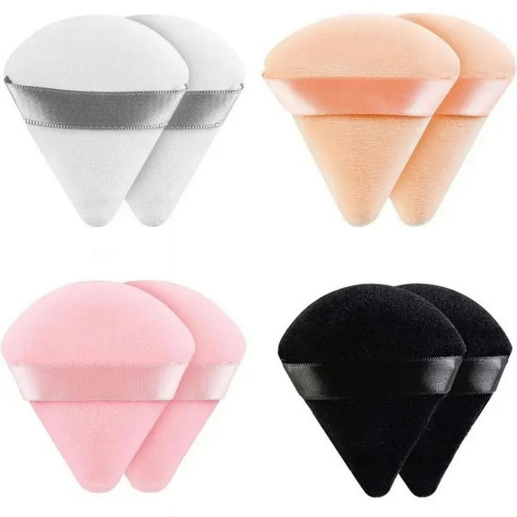 8PCS Triangle Powder Puff Makeup Sponge Set – Soft Velour Foundation Blenders for Smooth Application, Reusable Beauty Tools for Face