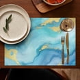 thumbnail image 5 of Blue and Gold Marble Wavy Veins Pattern Summer Placemats Table Placemats Set Of 4-Linen Kitchen Washable Placemats Table Mats 11.8"x17.7" Non-Slip Heat Resistant, 5 of 6