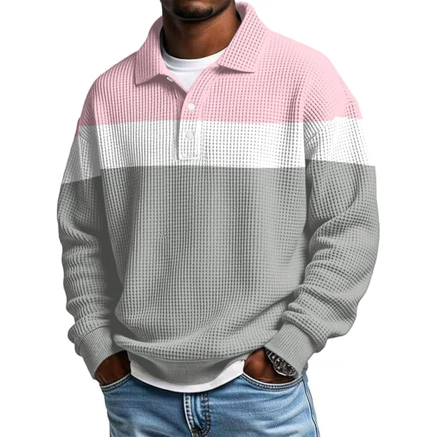 Mens Manga Larga Vintage Impresión Botón Abajo Turndown Cuello Camisa para Verano Desgaste Casual