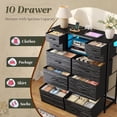thumbnail image 3 of Enhomee Black Dresser for Bedroom with LED Lights & Charging Station Tall Chest of 10 Fabric Drawers with Storage Shelves, 3 of 9