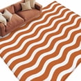 thumbnail image 2 of 5'x8' Area Rugs, Orange White Indoor Outdoor Area Rug for Living Room Bedroom, Modern Abstract Waves Water Ripple Striped Washable Bathroom Rugs Kitchen Floor Carpet Mats Home Decor Aesthetic, 2 of 8
