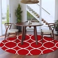 thumbnail image 3 of Round Rugs 5Ft, Red Abstract Round Area Rug Washable Indoor Throw Carpet, Modern White Geometric Twisted Art Soft Non Slip Circle Rug for Cabinet Bathroom Home Decor Aesthetic, 3 of 8