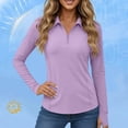 thumbnail image 6 of VBVC Women's UPF 50+ Long Sleeve Sun Shirt,Lapel Golf Tennis Top For Women,Ladies Quarter Zip Pullover with Thumb Holes,Purple,S-2XL, 6 of 7