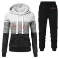 thumbnail image 1 of WILLBEST Jeans pour Femmes Manches Longues à Capuche Imprimé Color Block Pantalon Homme Jogging, 1 of 2