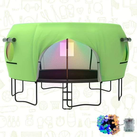 Jumpfly 14FT Trampoline Tent for Kids(Tent Only),Fit for 8 Curved Poles Round Trampoline, Trampolien Shade Cover, Trampolien Accessories,Anti-Tear, Green
