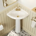 thumbnail image 3 of 26.8 in. W x 20.5 in. D Corner Vitreous China Bathroom Pedestal Sink in White with 4 in. Centerset Faucet Holes, 3 of 13