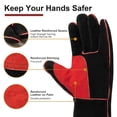 thumbnail image 3 of Guantes de soldadura ARCCAPTAIN de piel resistentes al calor y al fuego de 40 cm, 3 of 7