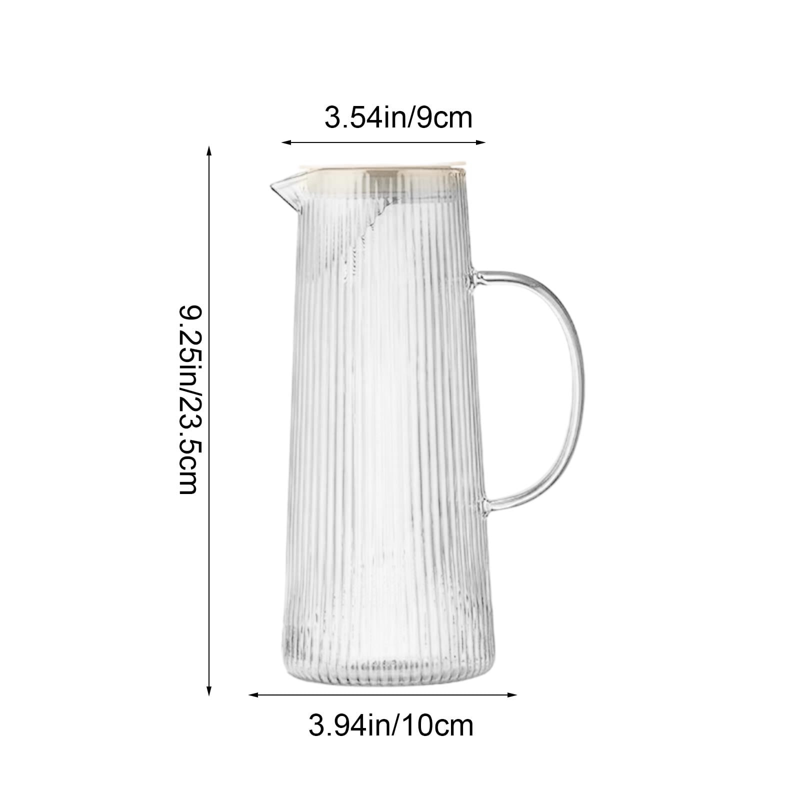 European Style Vertical Striped Glass Water Bottle Exquisite Heat Proof Teapot Large Capacity Clear Glass Jug For Living Room Kitchen Durable Glass For Cold Water Daily Serving