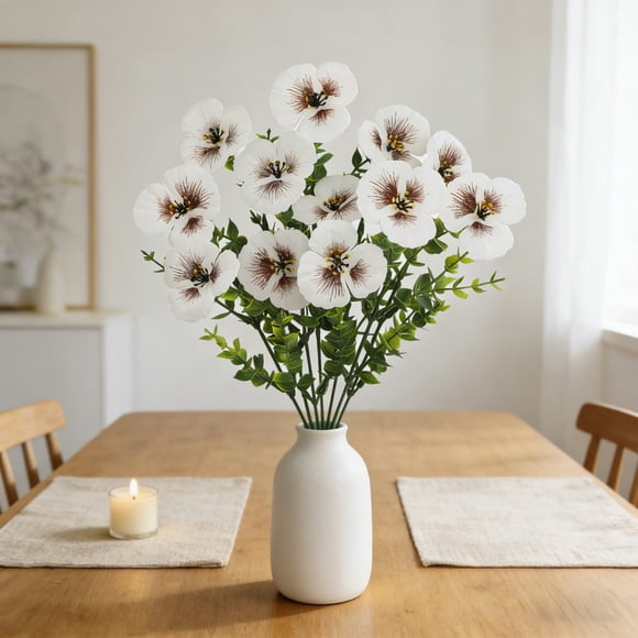 SSZMDLB Artificial Flowers, Pansies and Eucalyptus Plastic Floral Arrangements for Wedding Decorations, Living Room Ornaments, Scene Arrangement, Home Decor Art