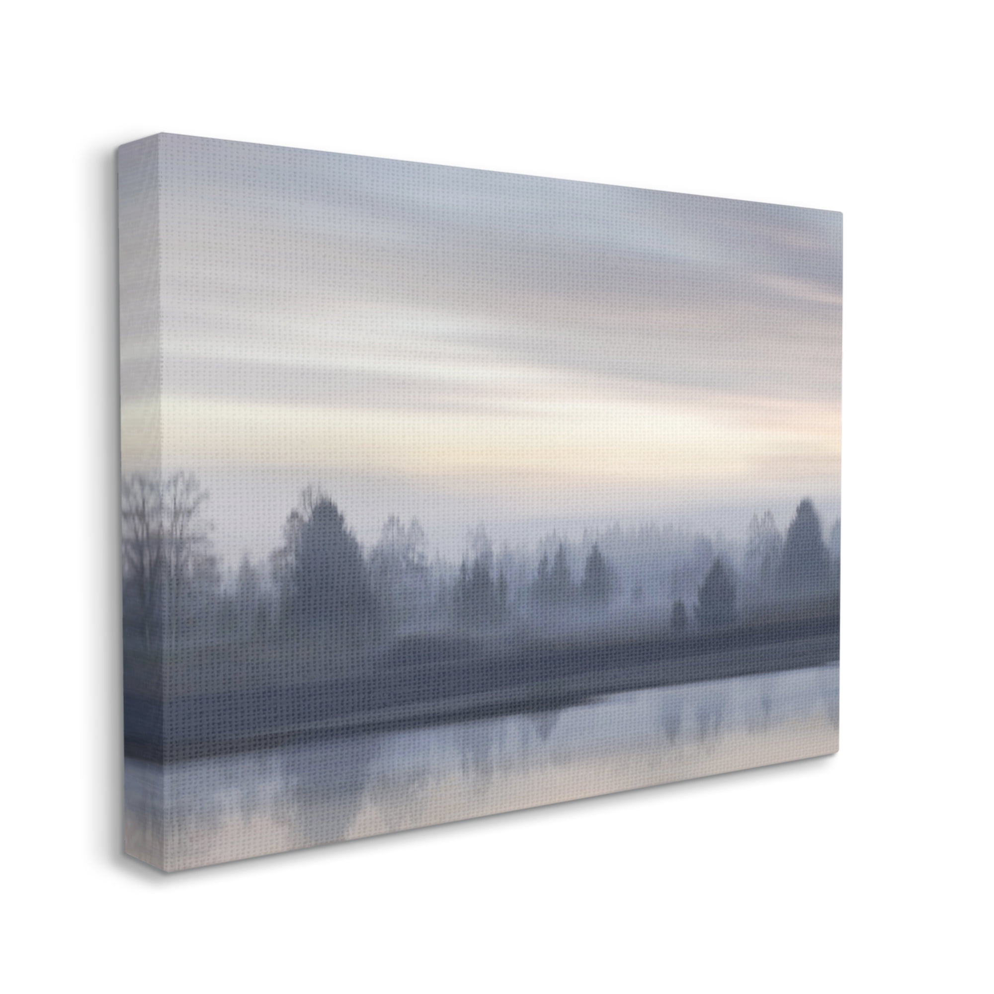 Stupell Industries Grey Woodland Lake Landscape Painting Gallery Wrapped Canvas Art Print Wall Art, 30 x 24