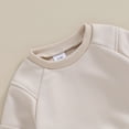 thumbnail image 4 of Okbabeha Toddler Boys Spring Fall Winter Outfits Solid Color Crew Neck Long Sleeve Sweatshirts and Long Pants 2Pcs Clothes Set, 4 of 7