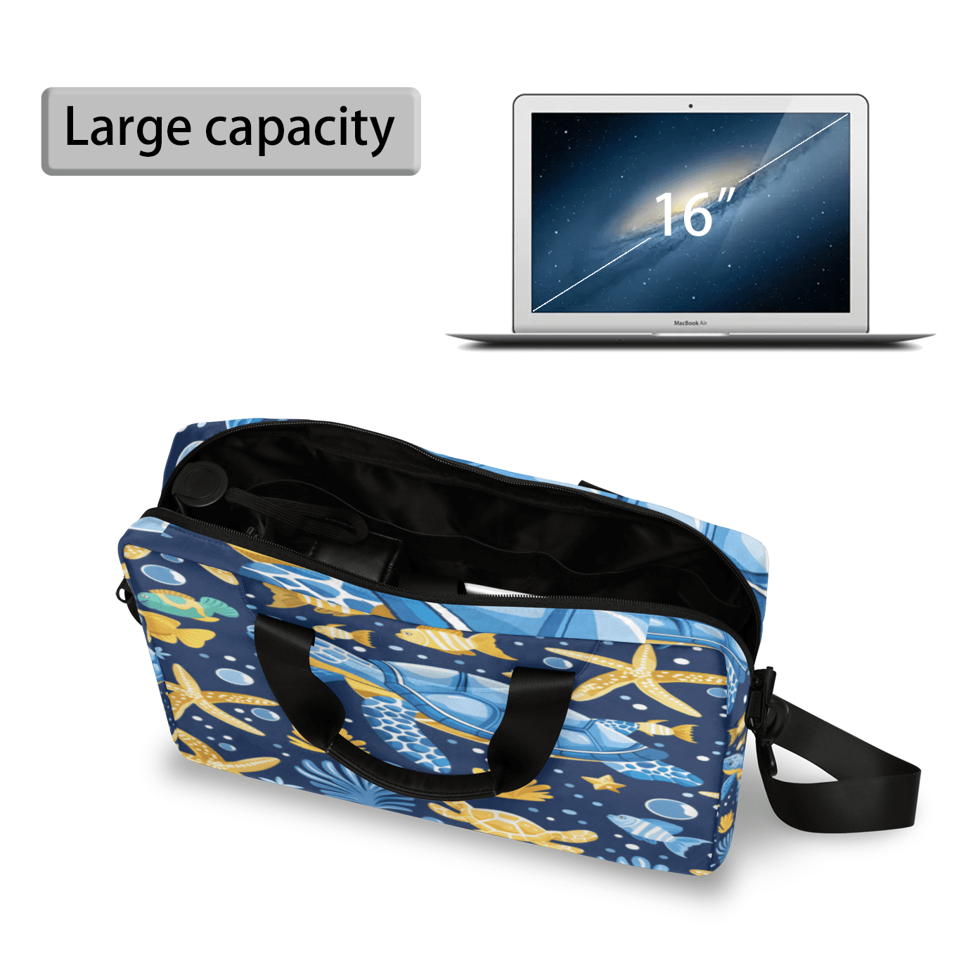 Herdesigns Sea Turtle Laptop Bag for Women Men, Computer Case Briefcase Messenger Bags, 15-15.6 inch Laptop Sleeve Shoulder Bag