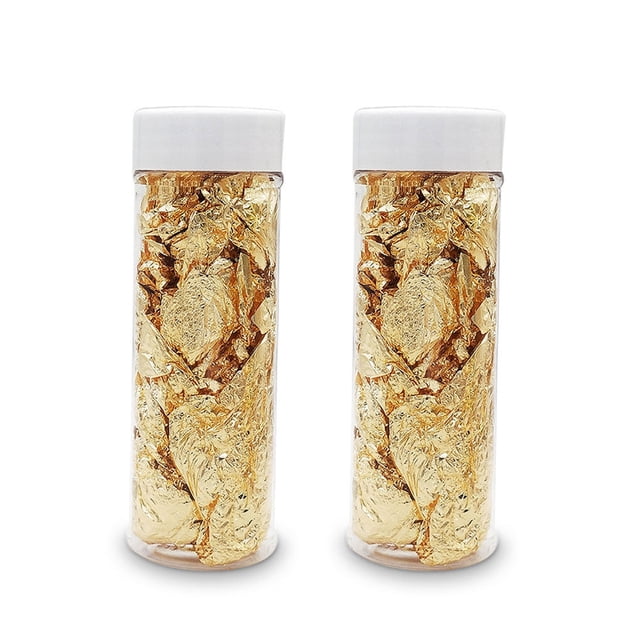 Naiovety 2 botellas de hoja de hoja de oro comestible para decoración de pasteles, cocina portátil Herramientas y accesorios para hornear