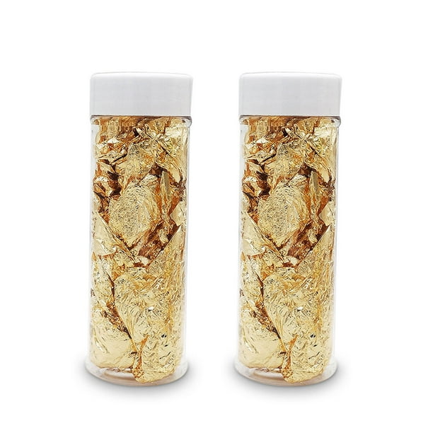 Naiovety 2 botellas de hoja de hoja de oro comestible para decoración de pasteles, cocina portátil Herramientas y accesorios para hornear