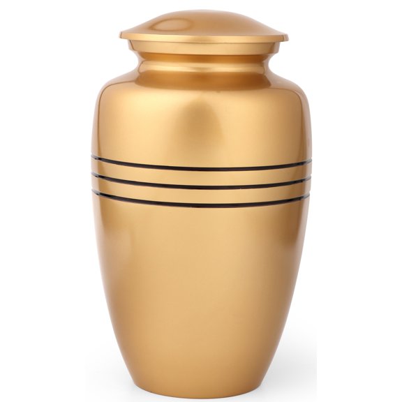 Handcrafted Aluminum Urn - Decorative Memorial Holder for Ashes and Remembrance (Black Gold)
