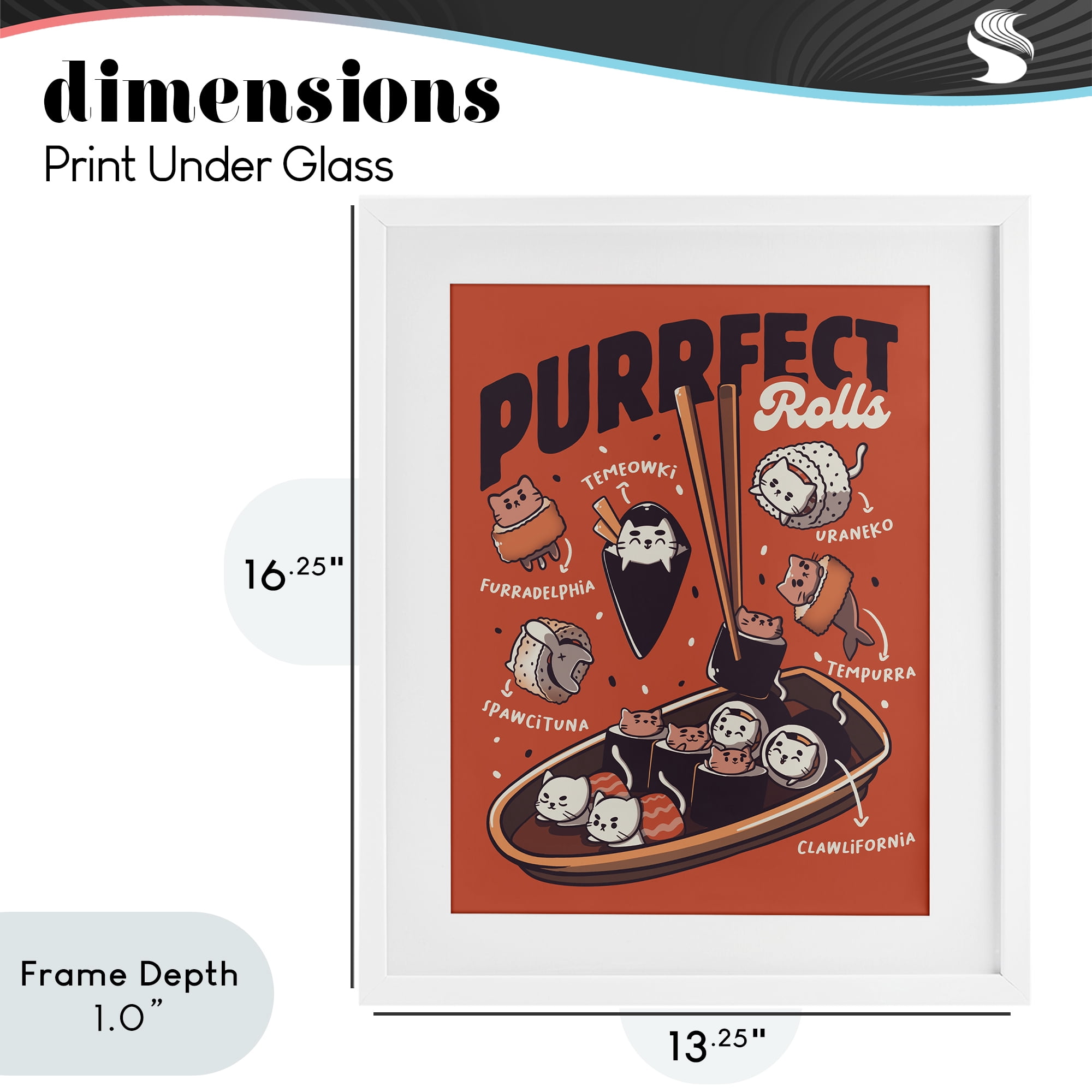 Stupell Industries Purrfect Rolls Sushi Cats White Framed Print Under Glass, design by Tobe Fonseca