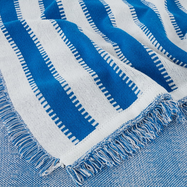 Mainstays by Becky G. & Alejandra Tapestry Knit Throw, Blue Stripe