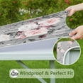 thumbnail image 6 of Square Tablecloth with Elastic Edges 34 * 34 Inch Pioneer Waterproof Pastel Grey Flower Floral Print Table Cover Washable Indoor and Outdoor for Party Kitchen Dinner Banquet Patio Picnic, 6 of 6